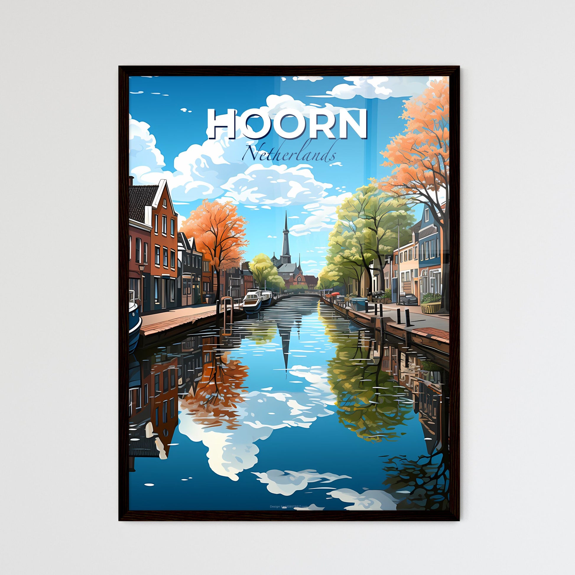 Hoorn, Netherlands, A Poster of a water canal with buildings and trees Default Title