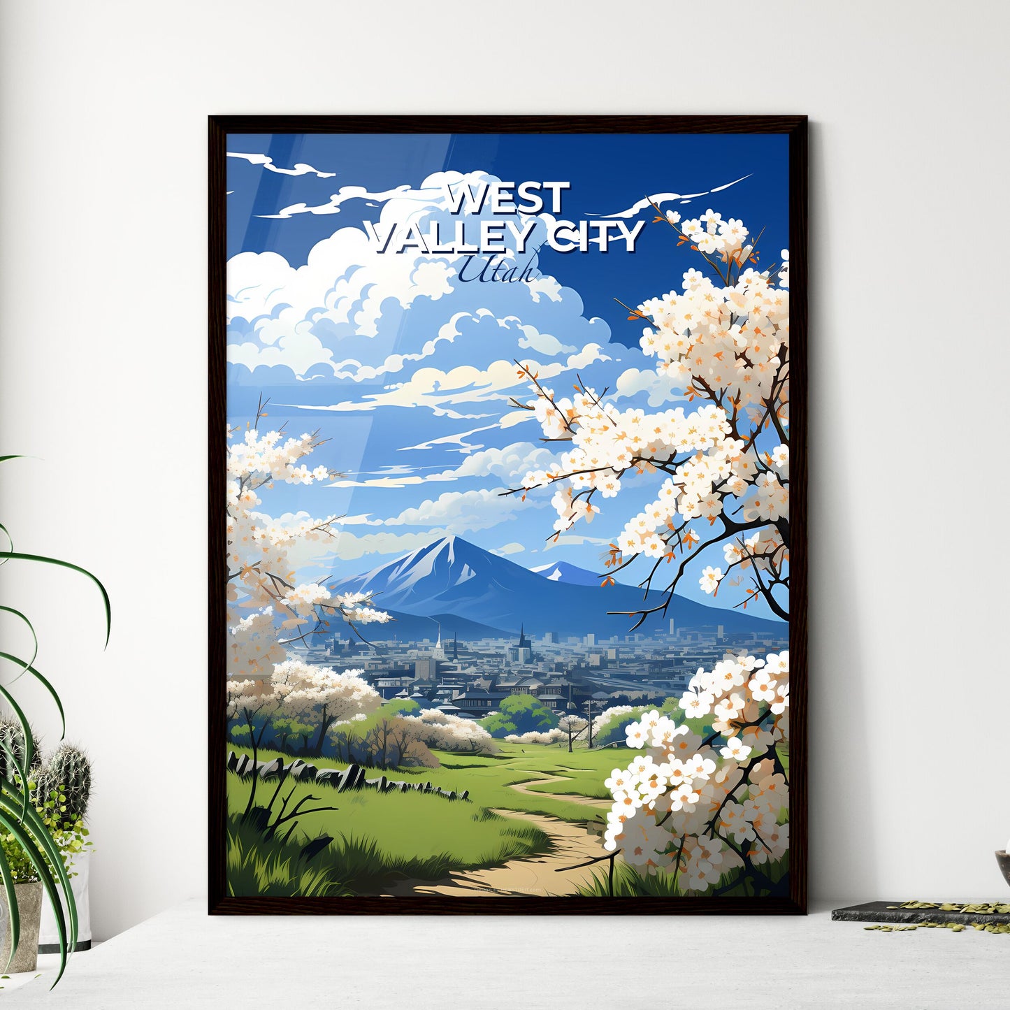 West Valley City, Utah, A Poster of a landscape with trees and a city in the background Default Title