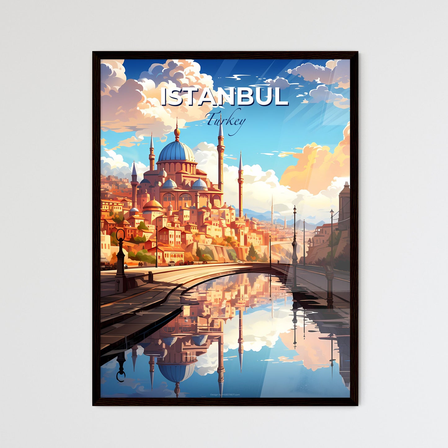 Istanbul, Turkey, A Poster of a water way with a city and buildings Default Title