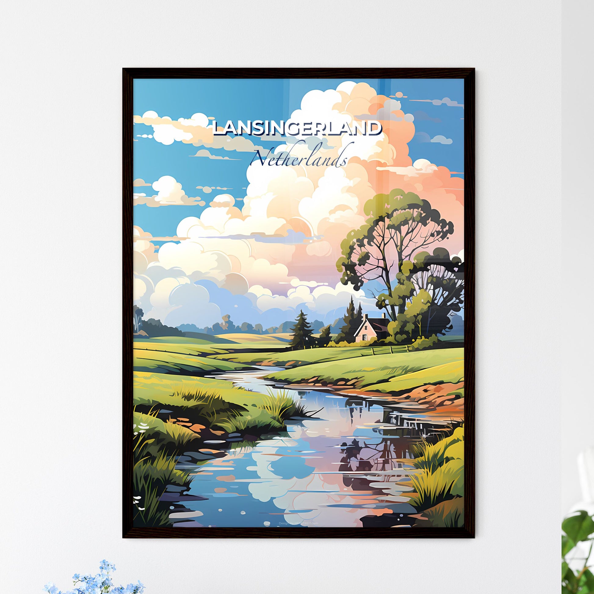 Lansingerland, Netherlands, A Poster of a stream running through a grassy field Default Title