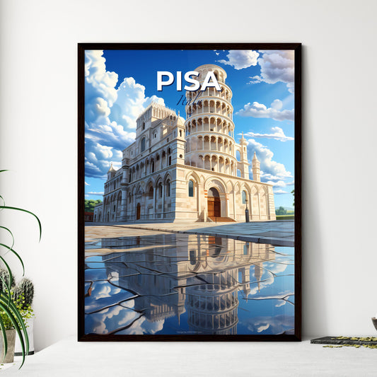 Pisa, Italy, A Poster of a tower of pisa with a reflection of a building Default Title