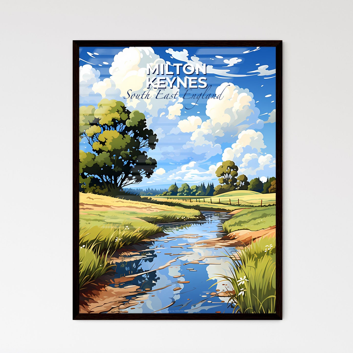 Milton Keynes, South East England, A Poster of a stream running through a field Default Title