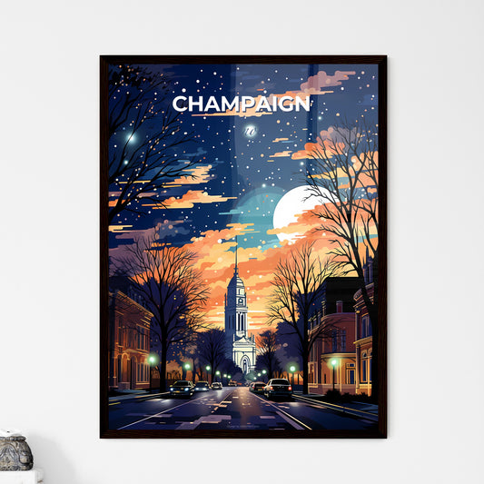 Champaign, Illinois, A Poster of a street with cars and a large moon in the sky Default Title