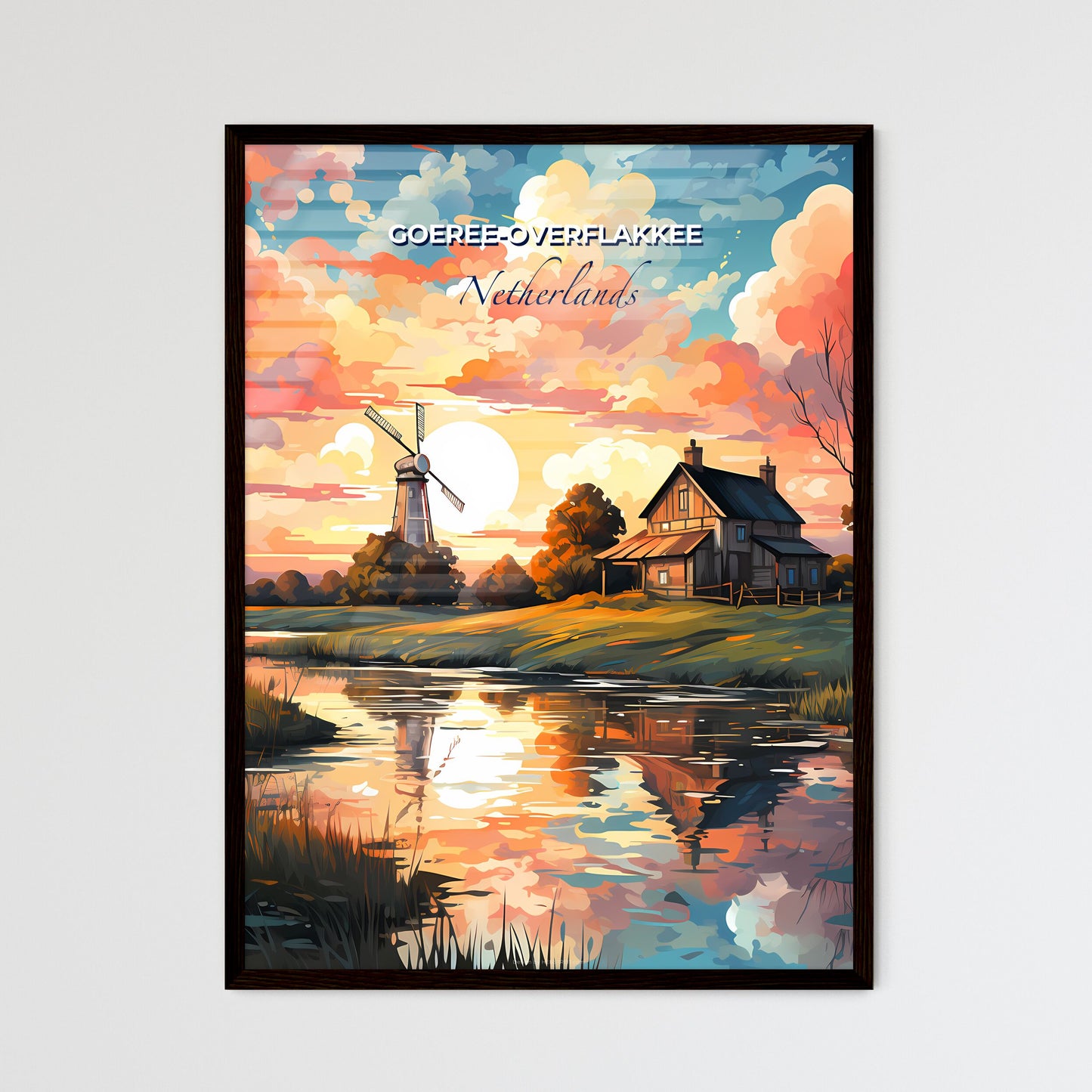 Goeree-Overflakkee, Netherlands, A Poster of a house near a river Default Title