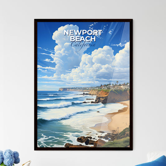 Newport Beach, California, A Poster of a beach with houses and waves on the shore Default Title