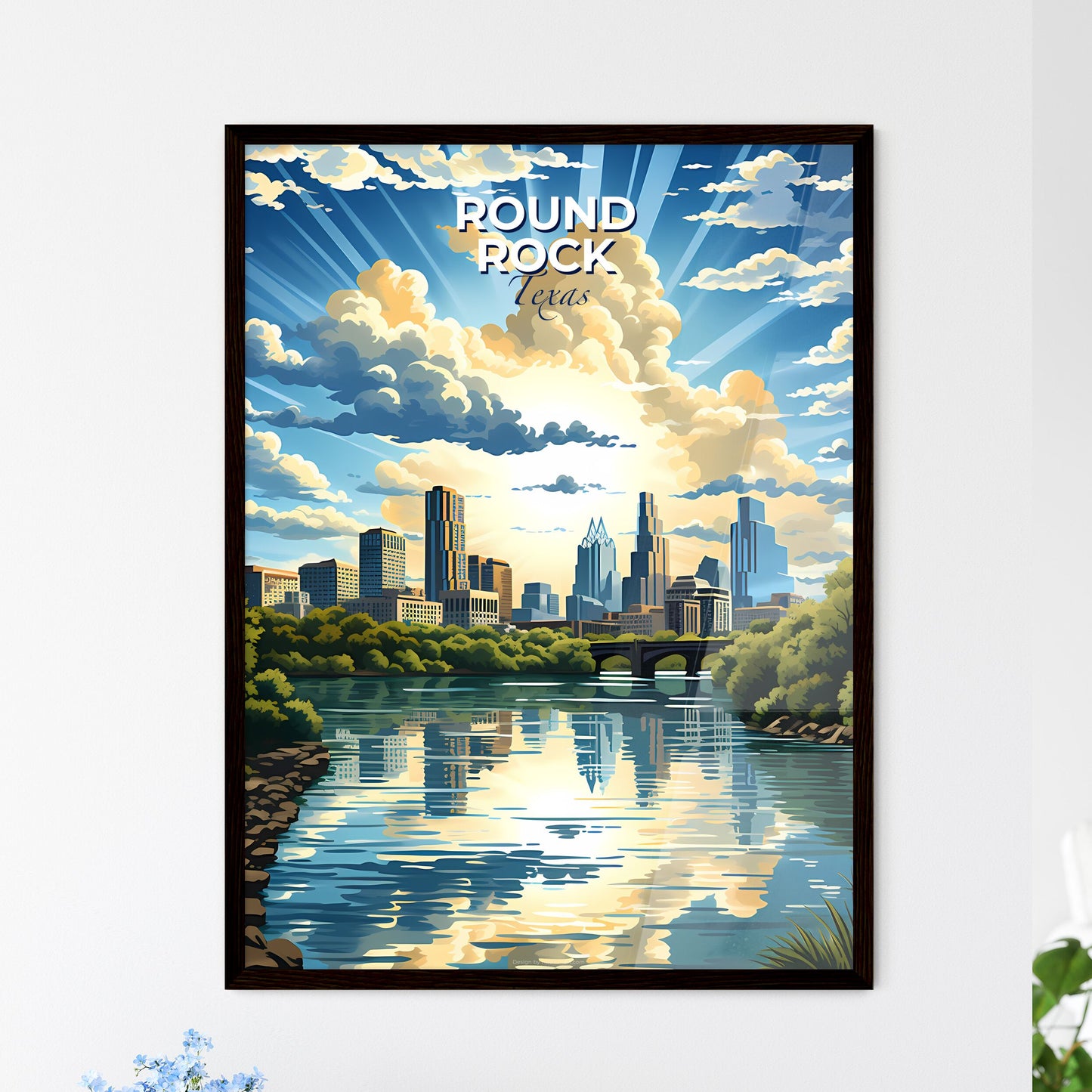 Round Rock, Texas, A Poster of a river with trees and a city in the background Default Title
