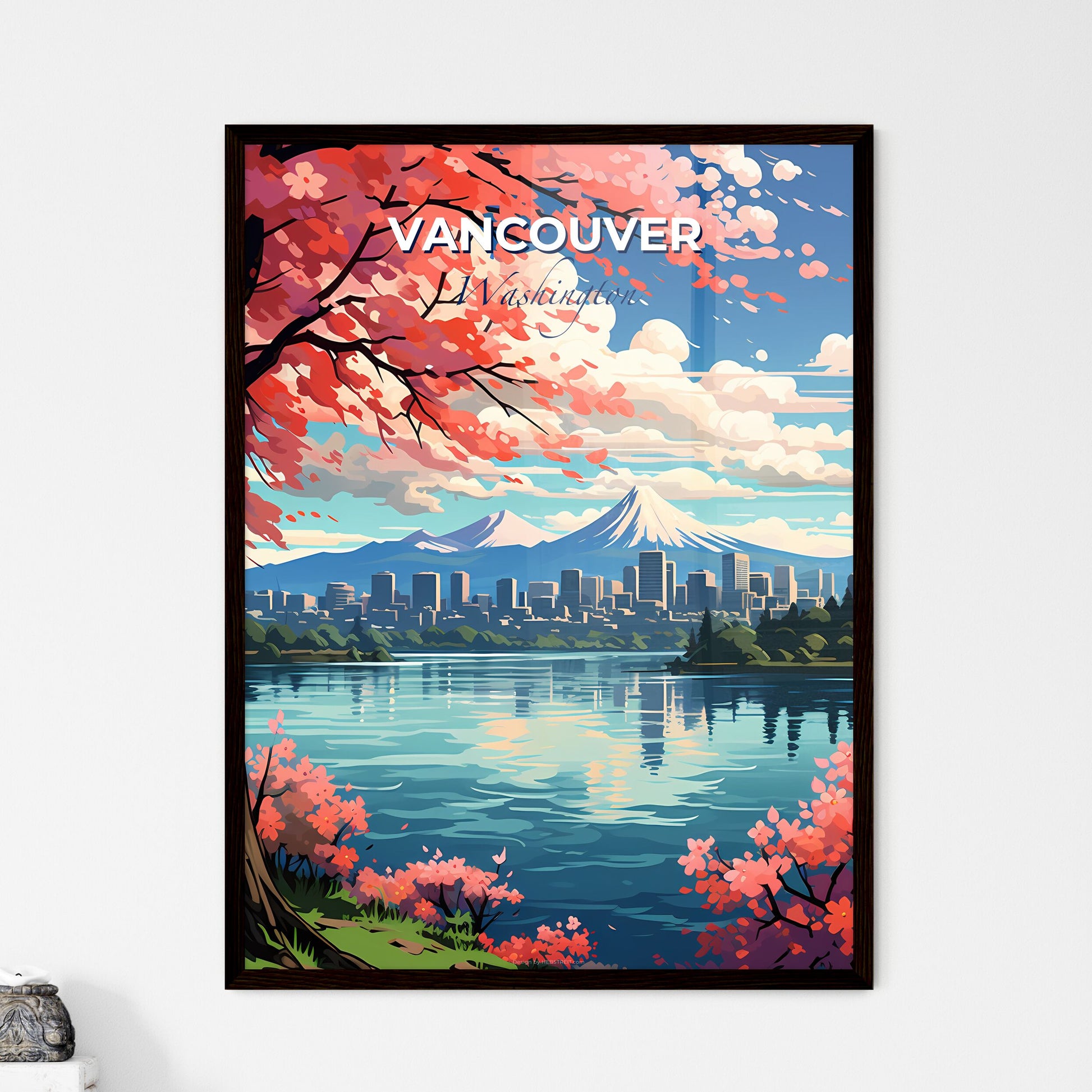 Vancouver, Washington, A Poster of a city with a mountain in the background Default Title