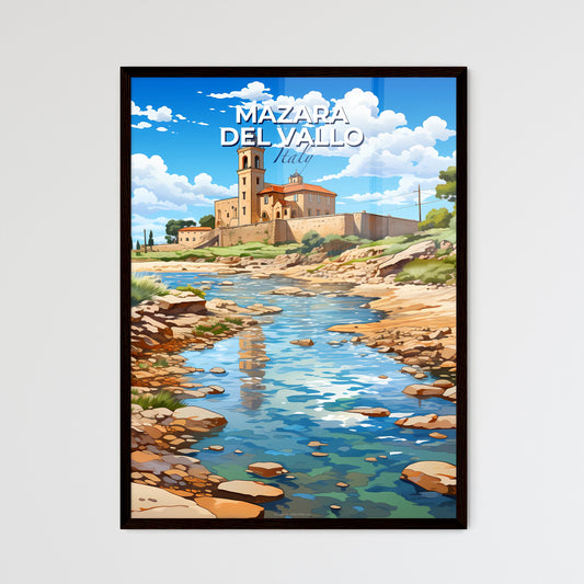 Mazara Del Vallo, Italy, A Poster of a river running through a rocky area with a building and trees Default Title