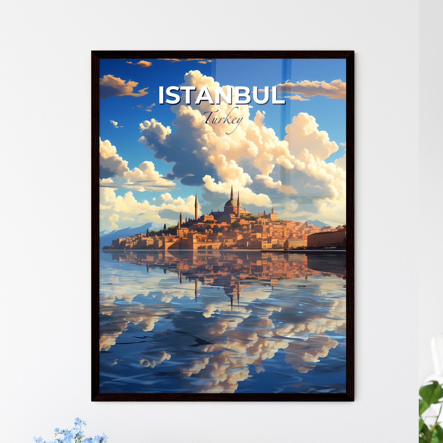 Istanbul, Turkey, A Poster of a city with towers and buildings reflected in water Default Title