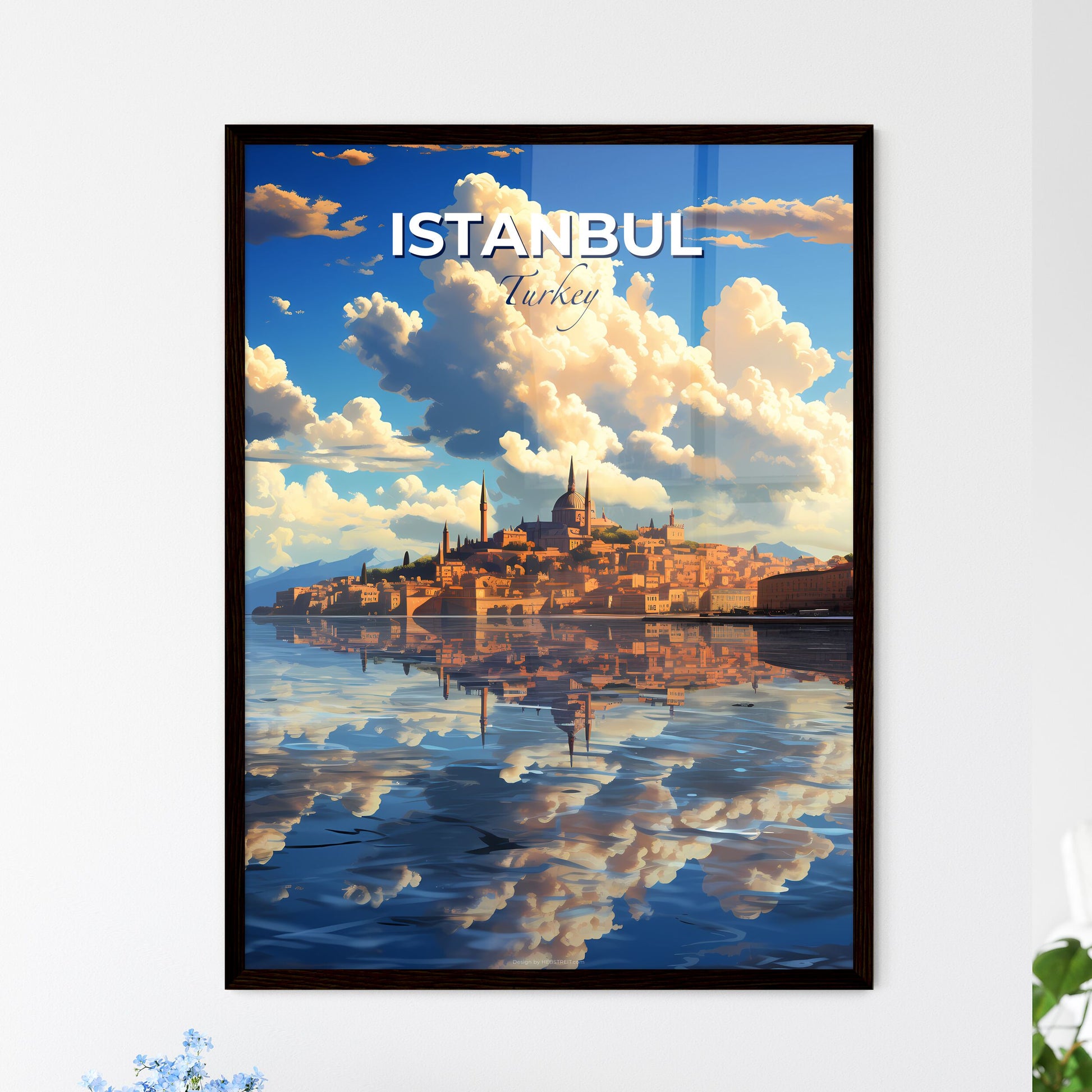 Istanbul, Turkey, A Poster of a city with towers and buildings reflected in water Default Title