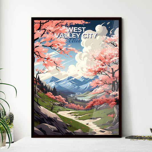 West Valley City, Utah, A Poster of a landscape with pink trees and mountains Default Title
