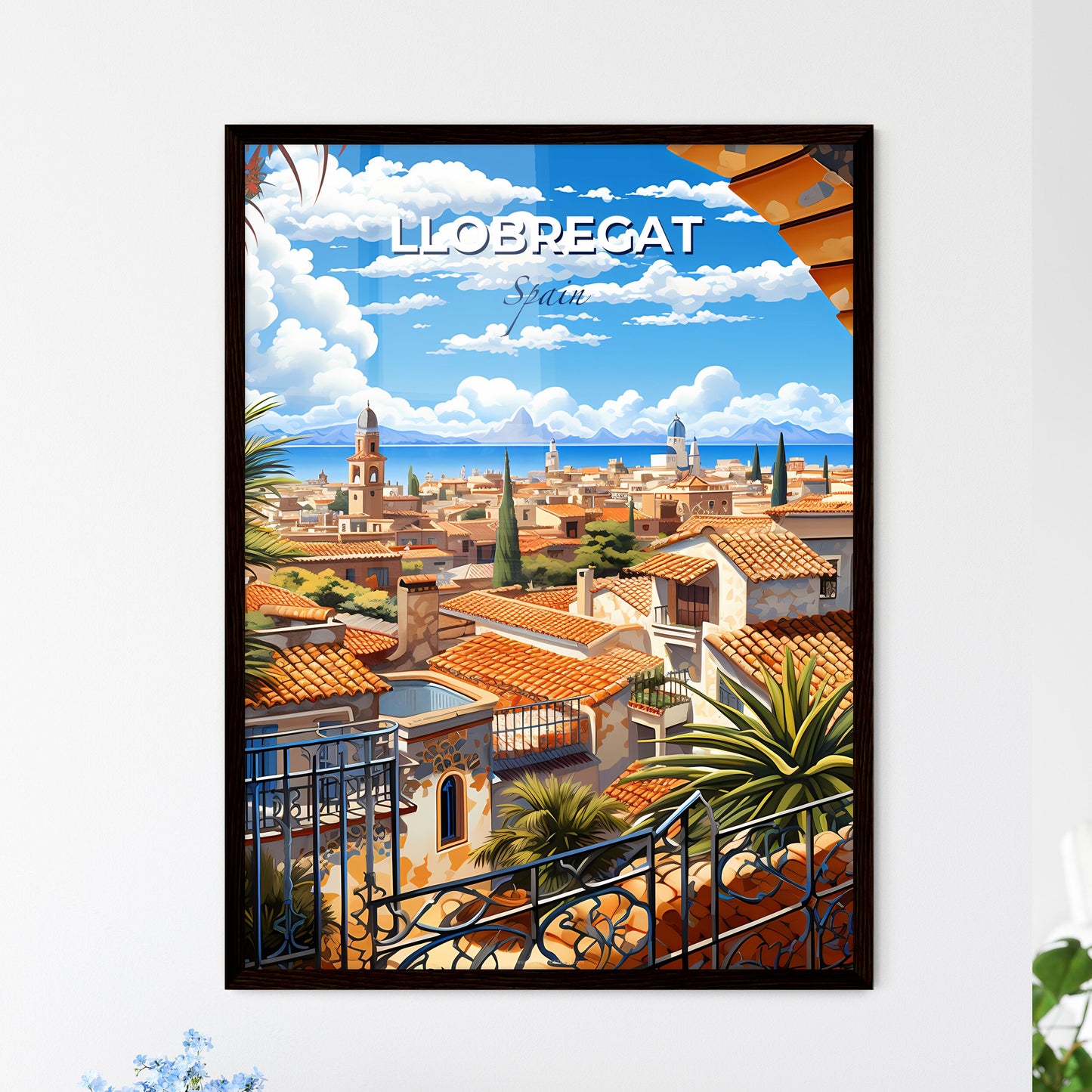 Llobregat, Spain, A Poster of a view of a city from a balcony Default Title