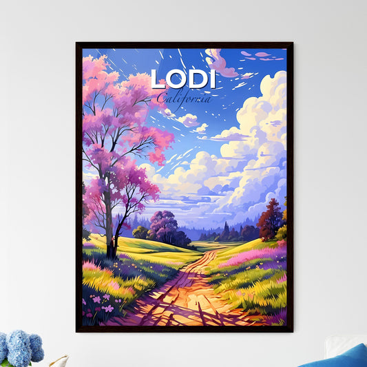 Lodi, California, A Poster of a dirt road through a field of flowers Default Title