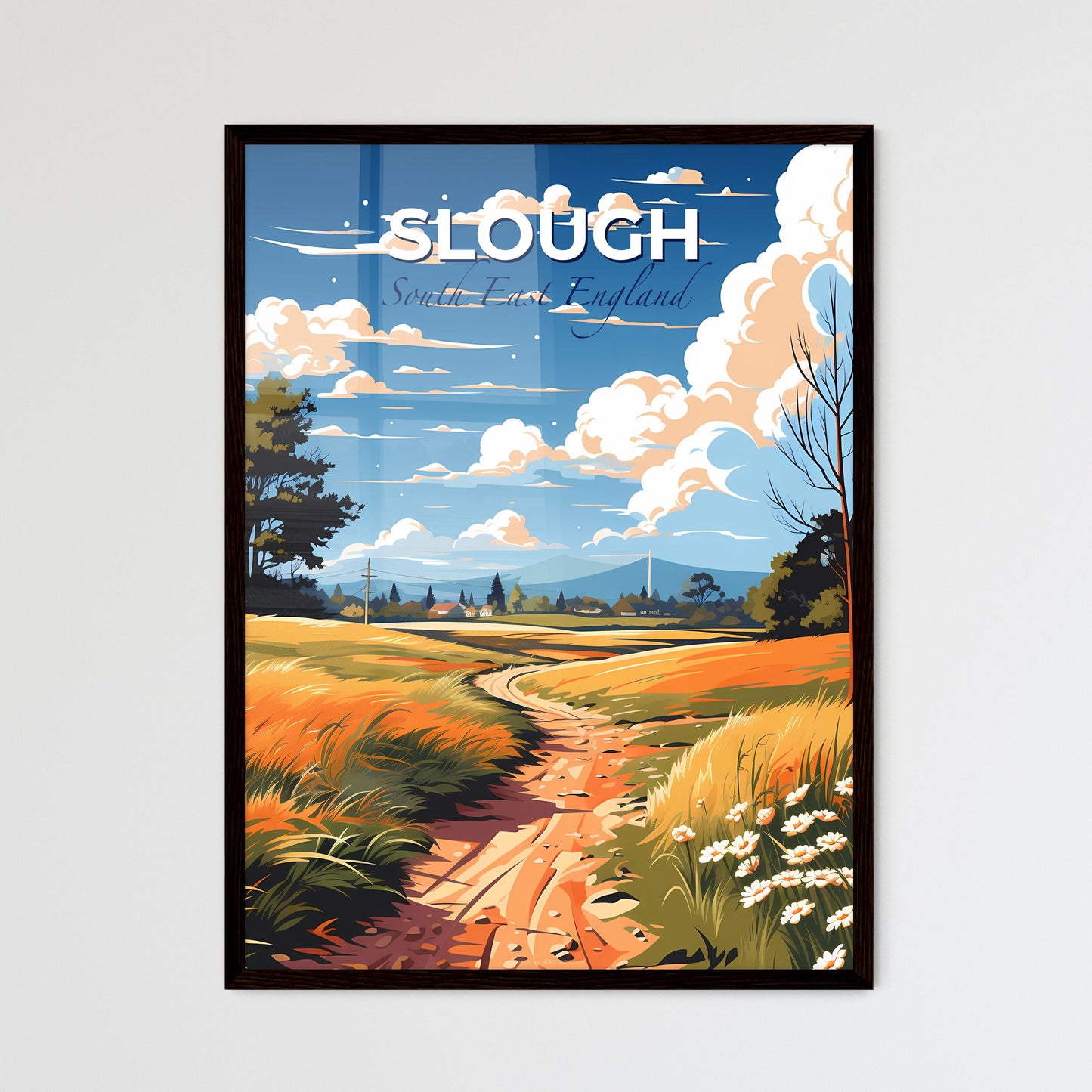 Slough, South East England, A Poster of a dirt road through a field Default Title