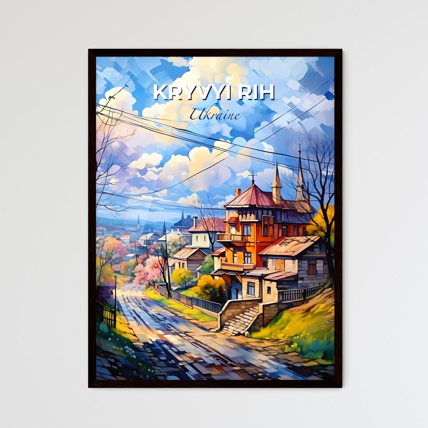 Kryvyi Rih, Ukraine, A Poster of a painting of a house on a hill Default Title