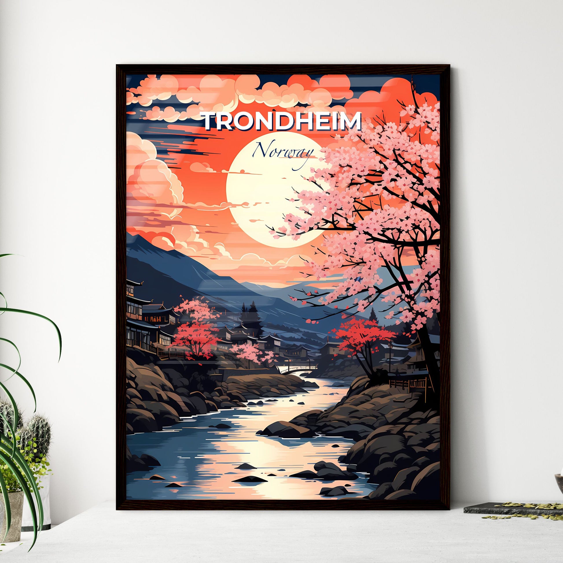 Trondheim, Norway, A Poster of a river running through a town Default Title