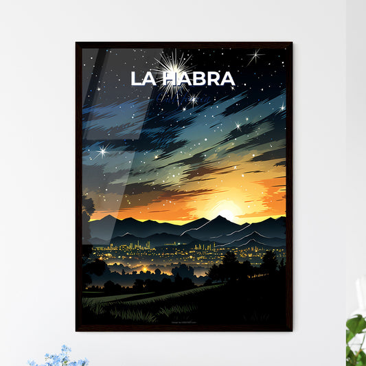 La Habra, California, A Poster of a landscape with mountains and a city at night Default Title