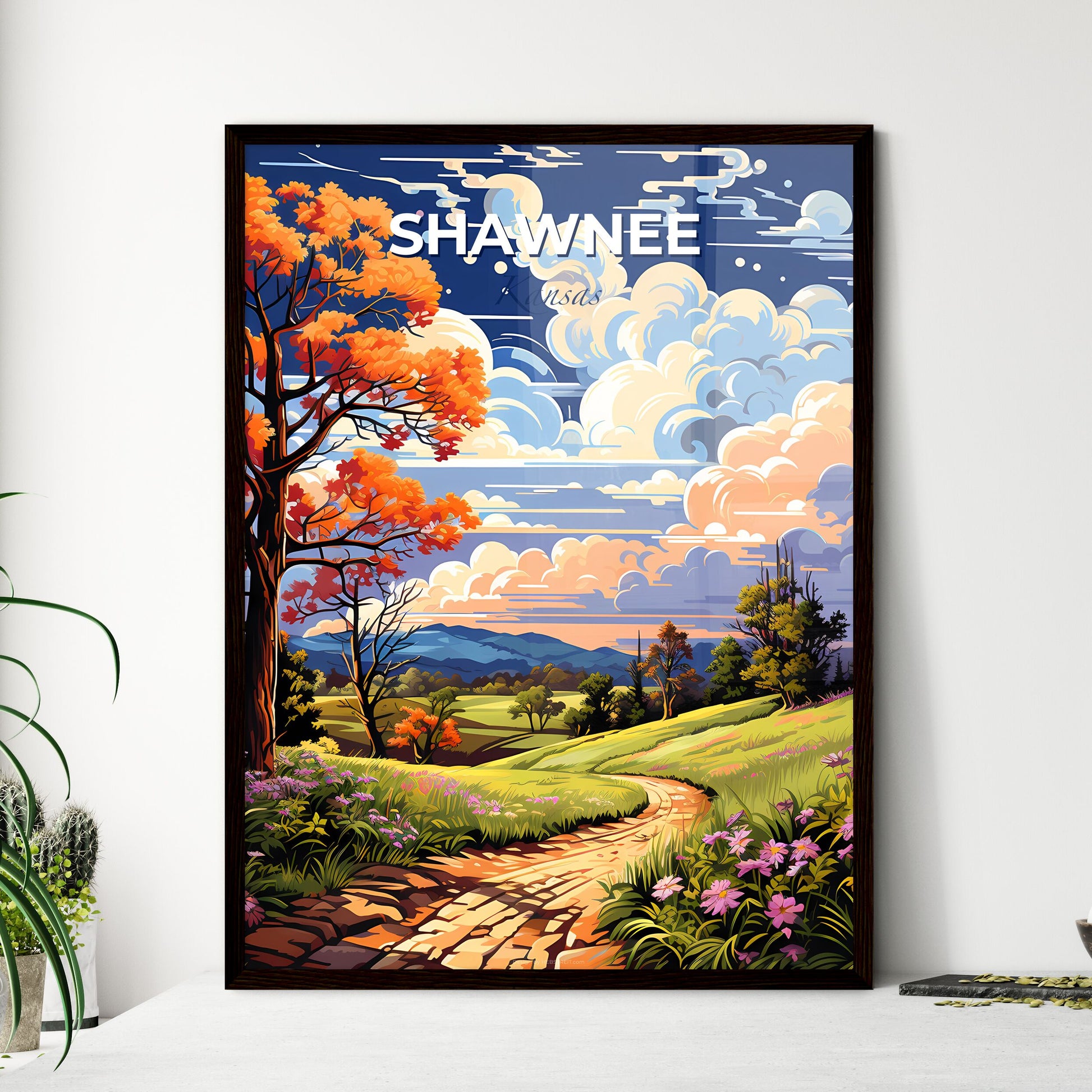 Shawnee, Kansas, A Poster of a painting of a landscape with a path and trees Default Title