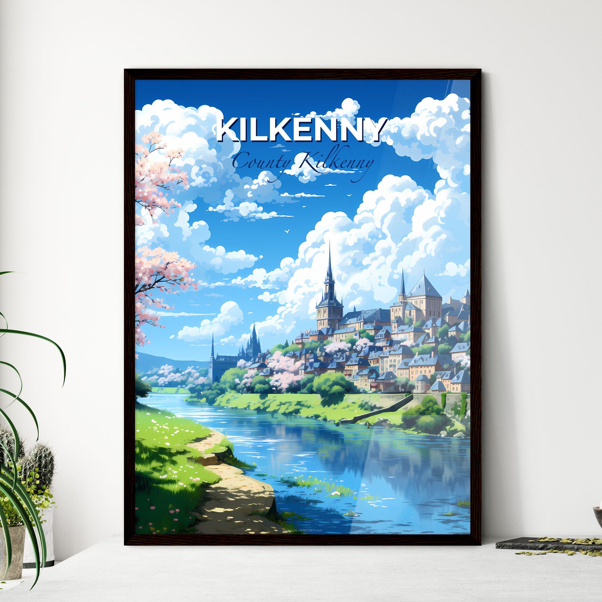 Kilkenny, County Kilkenny, A Poster of a river with a city and trees Default Title