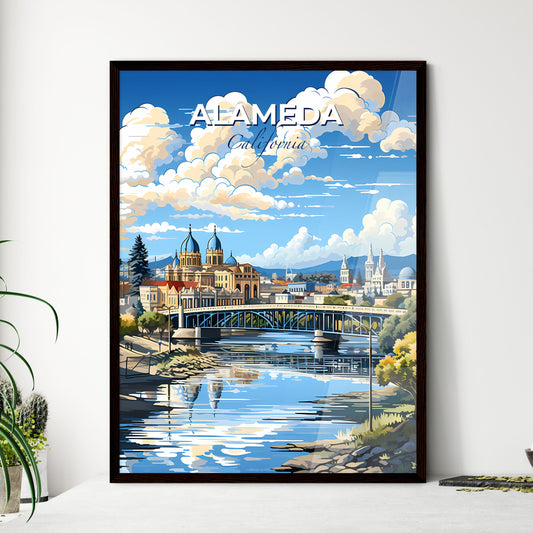 Alameda, California, A Poster of a bridge over a river with a city in the background Default Title