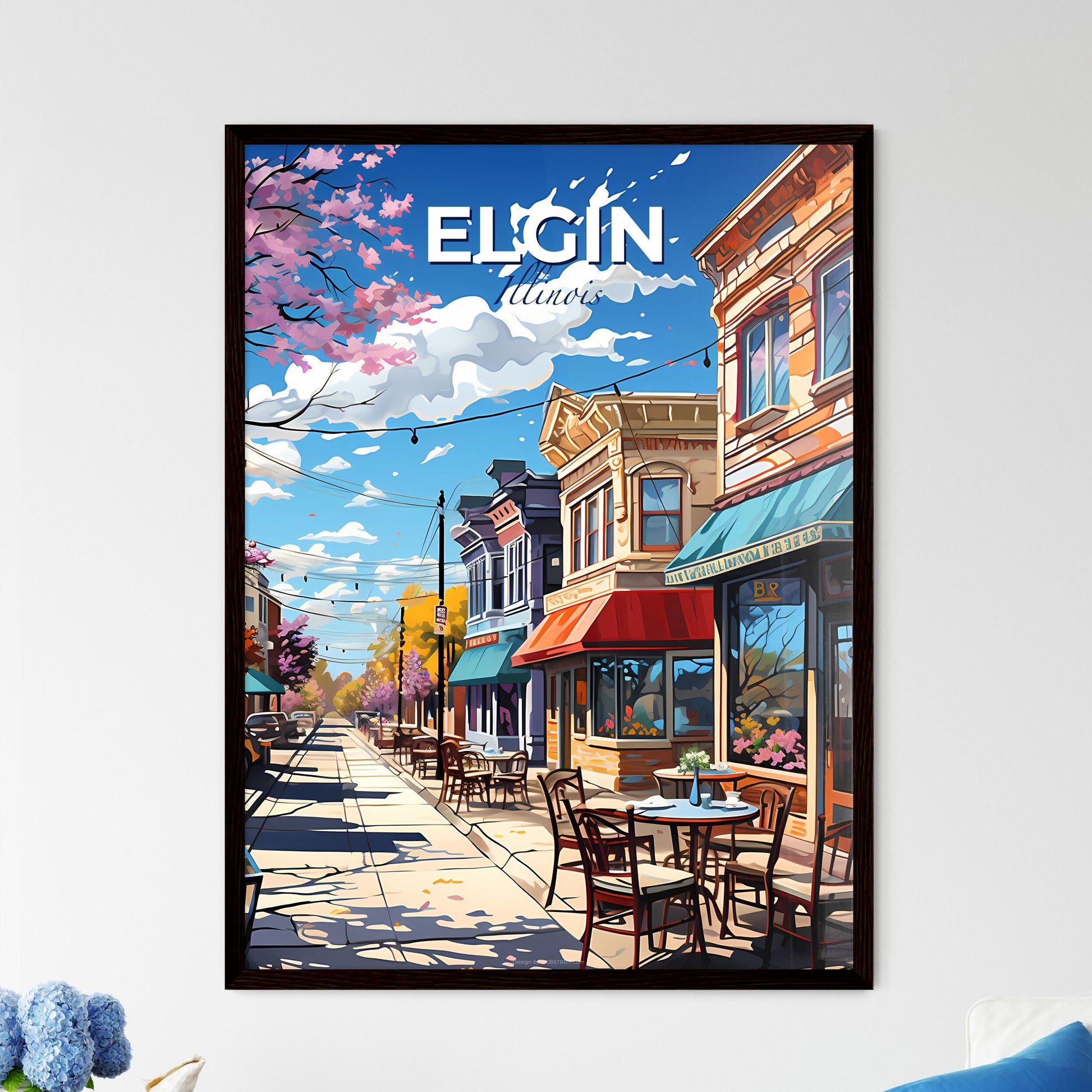 Elgin, Illinois, A Poster of a street with tables and chairs on it Default Title
