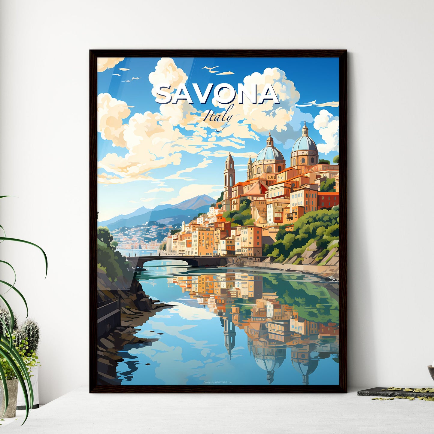 Savona, Italy, A Poster of a city by a river Default Title