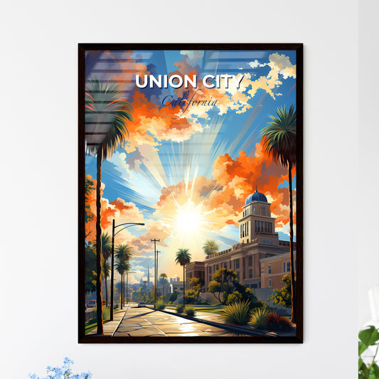 Union City, California, A Poster of a building with palm trees and a street with a building in the background Default Title