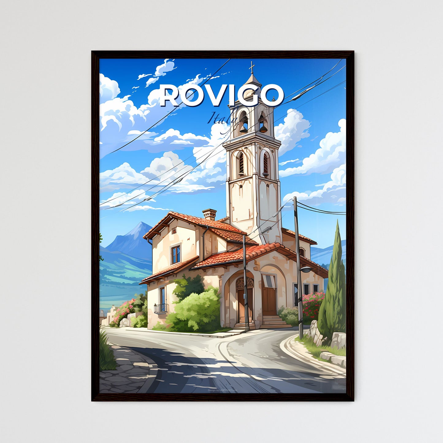 Rovigo, Italy, A Poster of a building with a bell tower Default Title