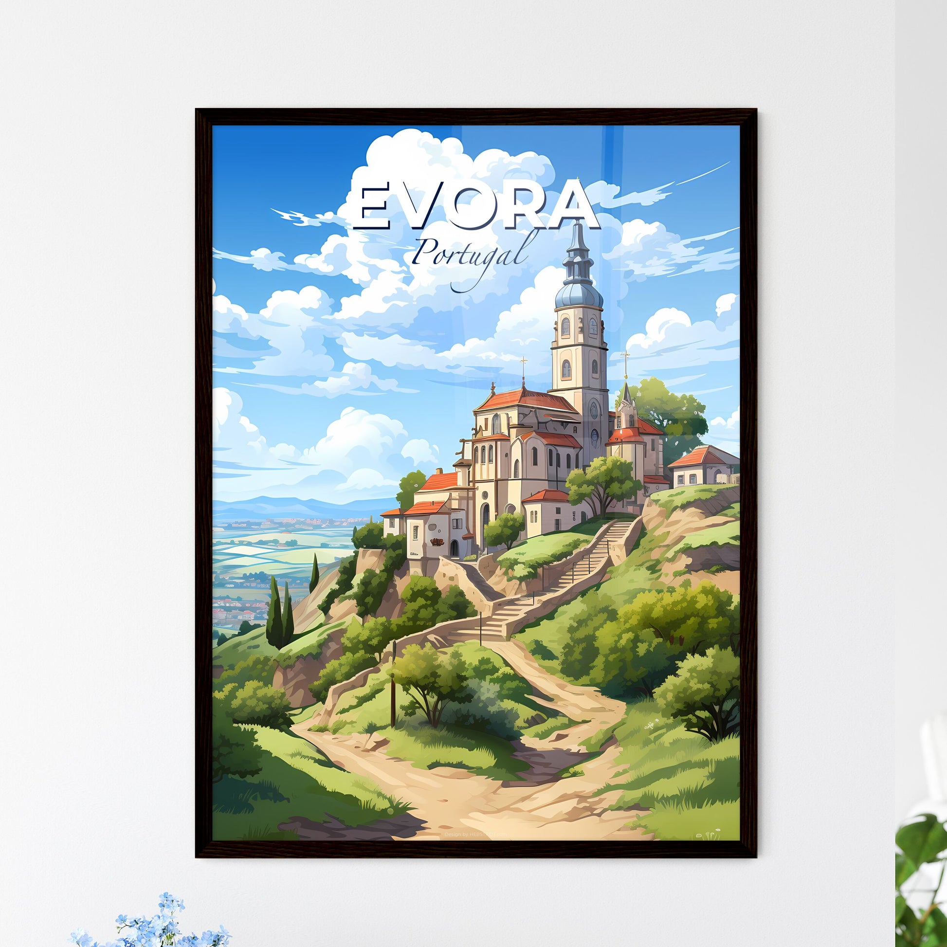 Evora, Portugal, A Poster of a building on a hill Default Title