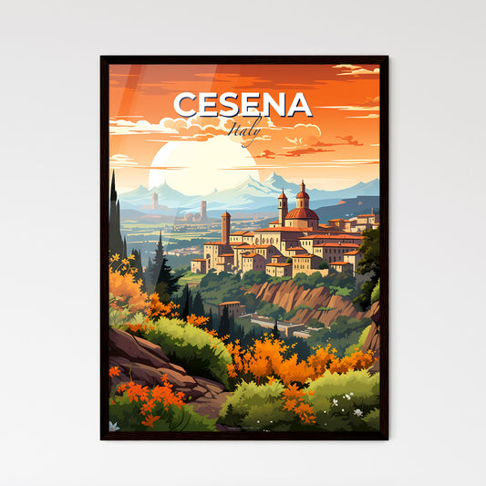 Cesena, Italy, A Poster of a landscape of a town with trees and mountains Default Title