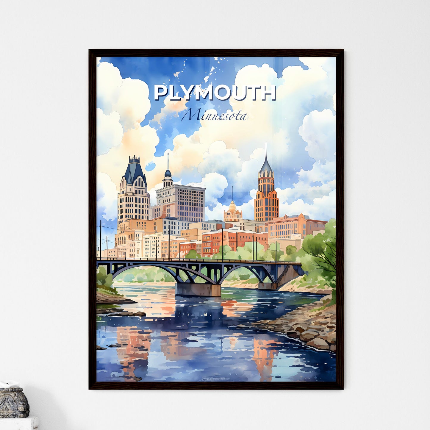 Plymouth, Minnesota, A Poster of a watercolor of a city Default Title