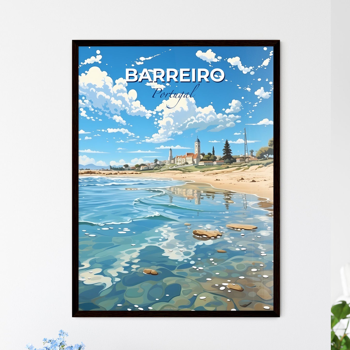 Barreiro, Portugal, A Poster of a beach with a building and a body of water Default Title