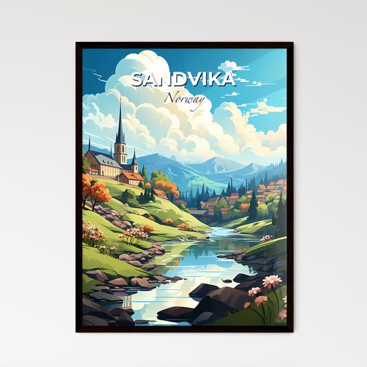Sandvika, Norway, A Poster of a river running through a village Default Title