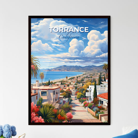 Torrance, California, A Poster of a street with houses and palm trees and a beach Default Title