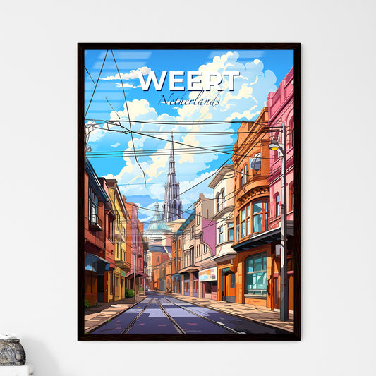 Weert, Netherlands, A Poster of a street with buildings and a tower in the background Default Title