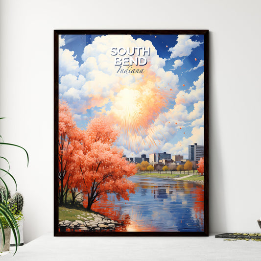 South Bend, Indiana, A Poster of a river with trees and a city in the background Default Title