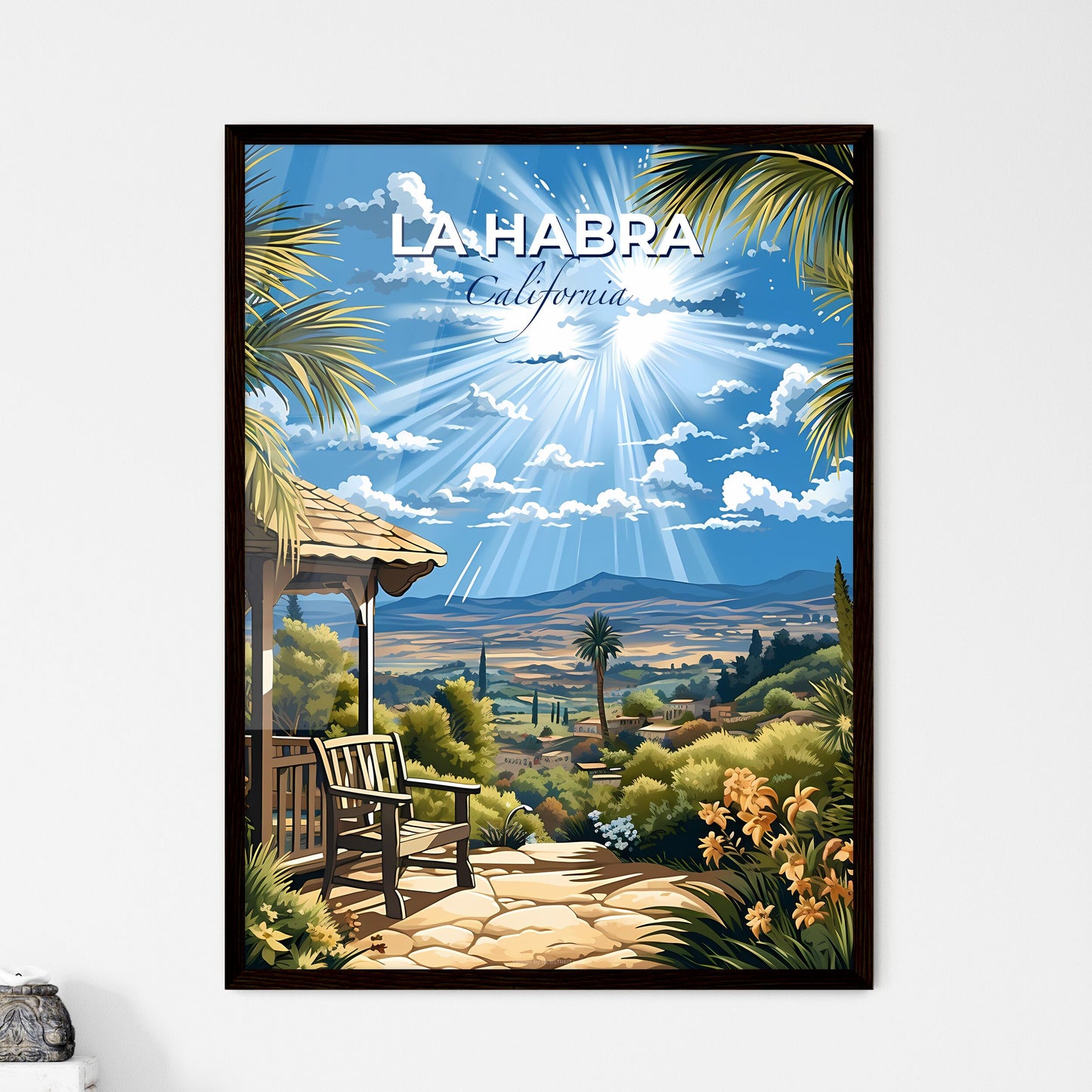La Habra, California, A Poster of a landscape with a bench and a gazebo Default Title