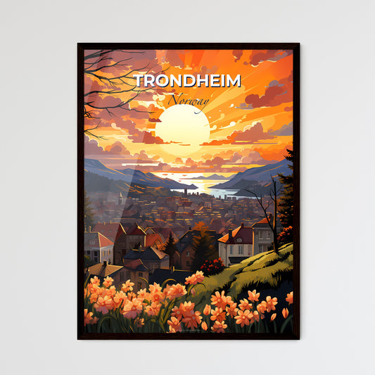 Trondheim, Norway, A Poster of a sunset over a town Default Title