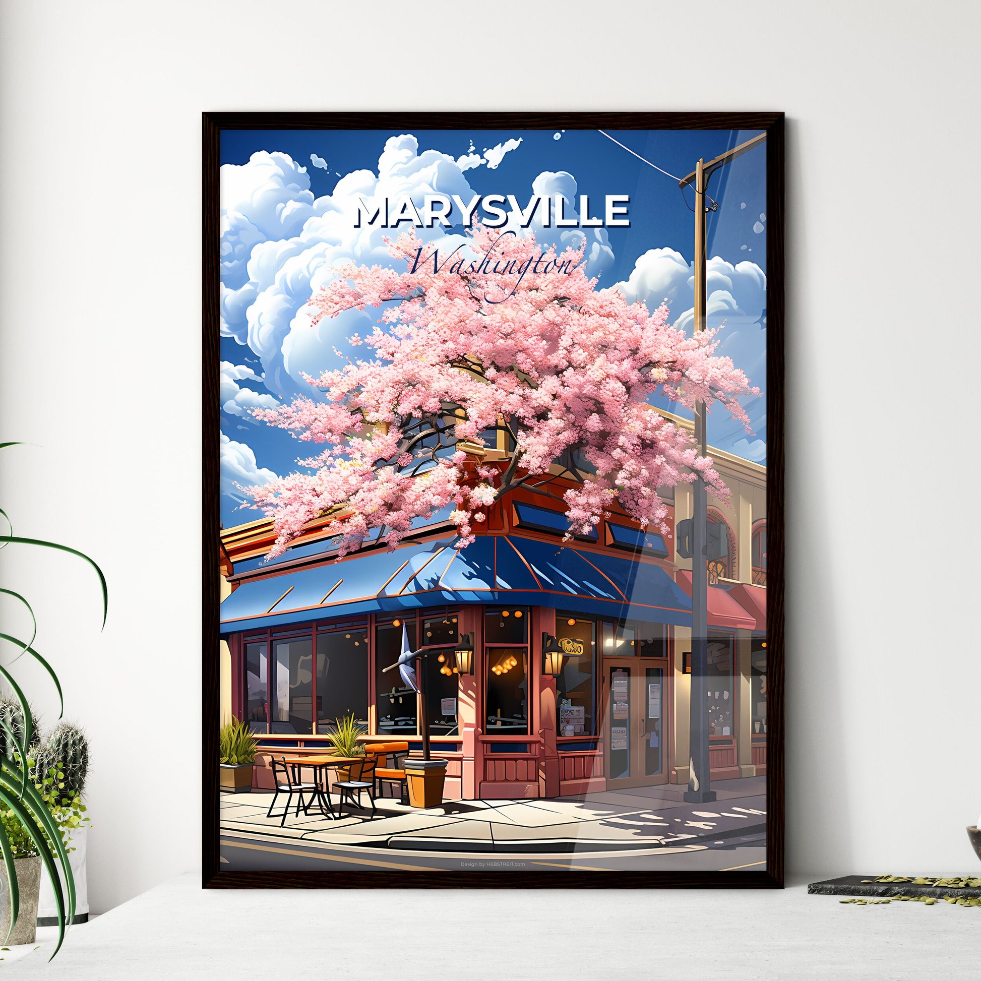 Marysville, Washington, A Poster of a building with pink flowers on the roof Default Title