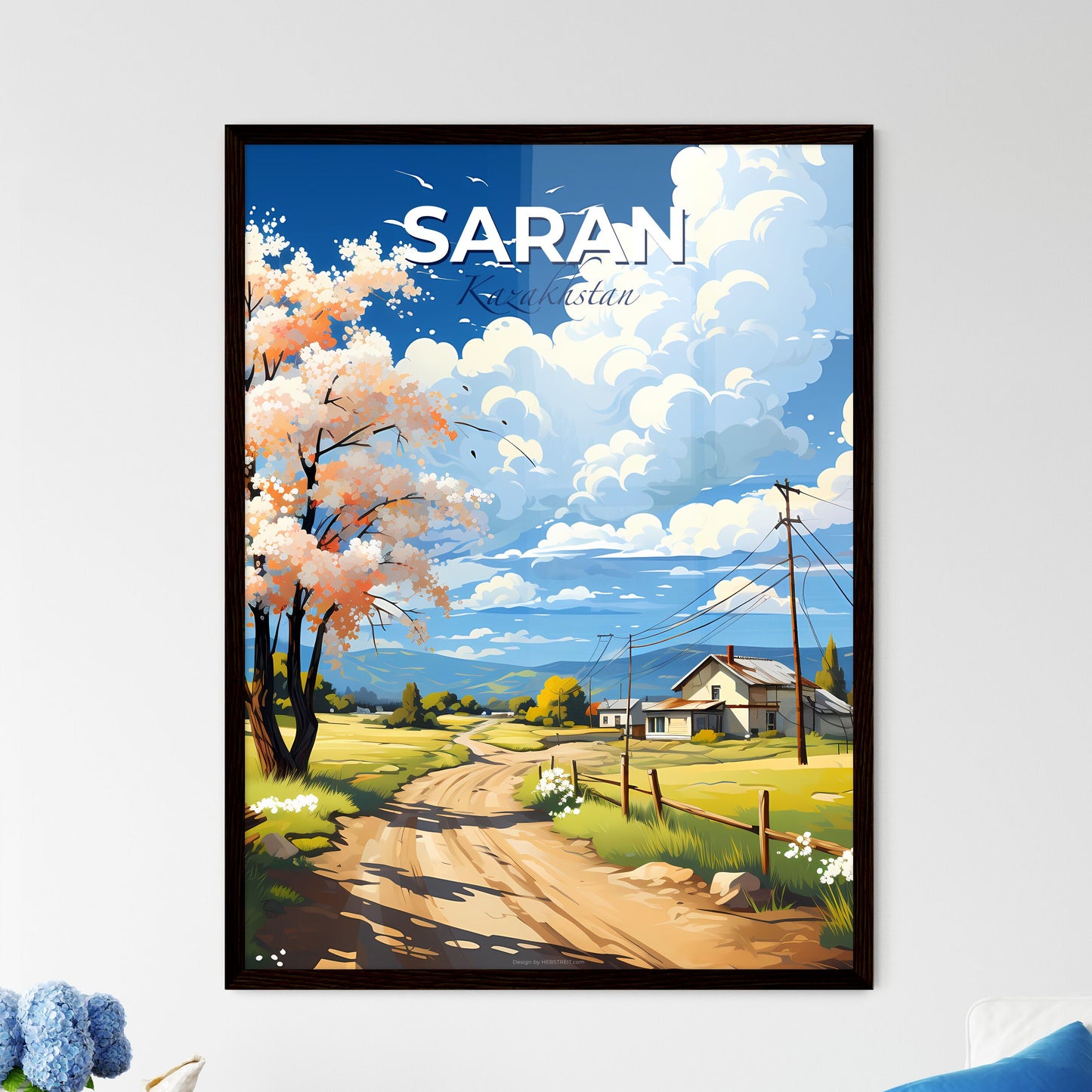Saran, Kazakhstan, A Poster of a road with a tree and a house in the background Default Title