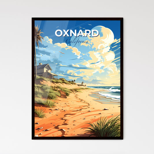Oxnard, California, A Poster of a beach with a house and palm trees Default Title