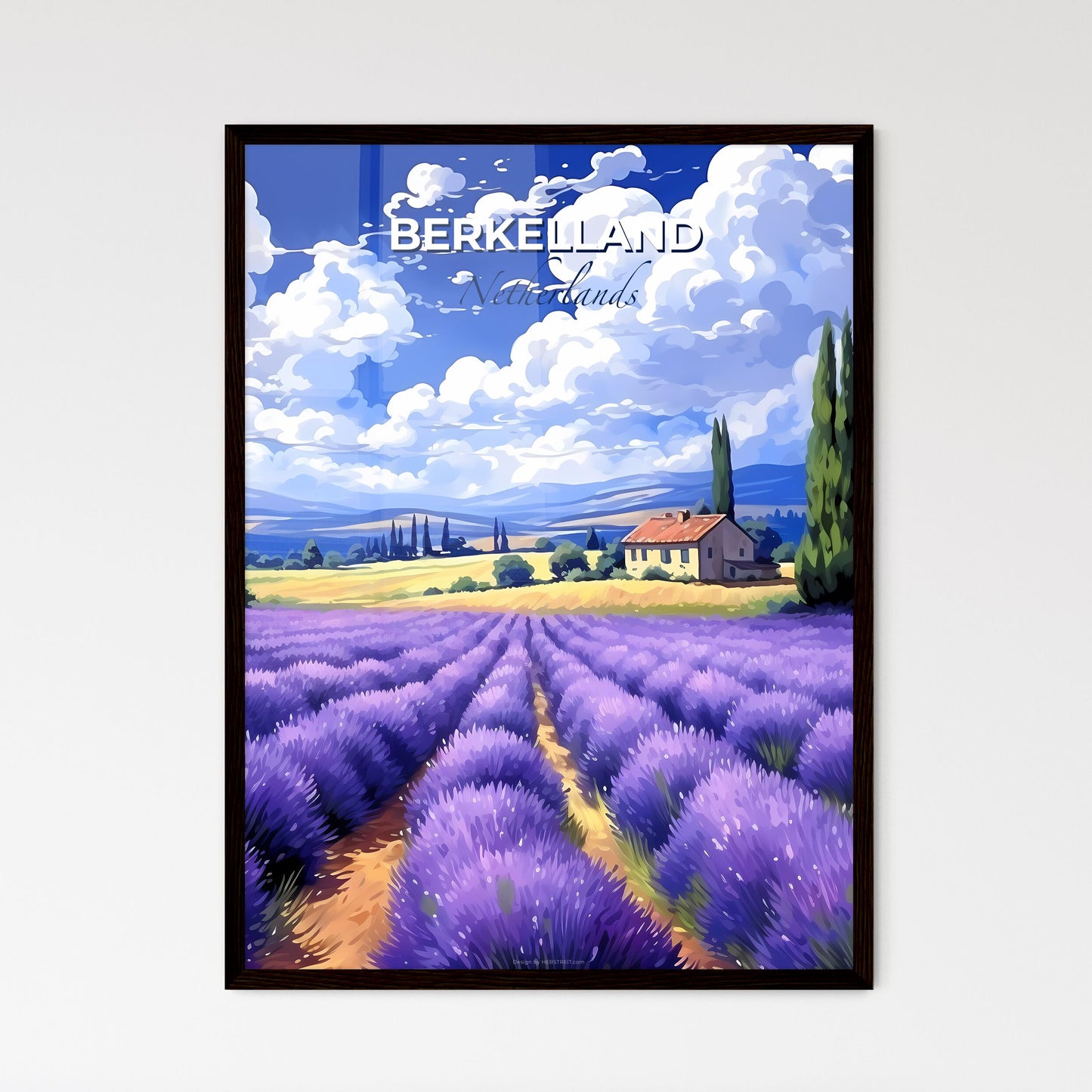 Berkelland, Netherlands, A Poster of a field of lavender with a house in the background Default Title