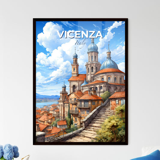 Vicenza, Italy, A Poster of Melk Abbey with red roofs and blue domes Default Title