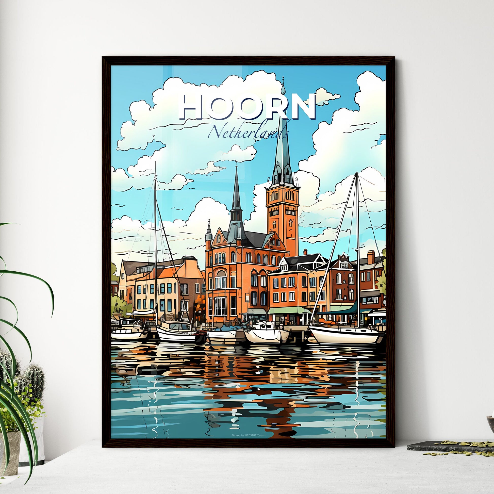 Hoorn, Netherlands, A Poster of a water with boats and buildings Default Title