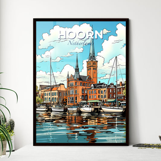 Hoorn, Netherlands, A Poster of a water with boats and buildings Default Title