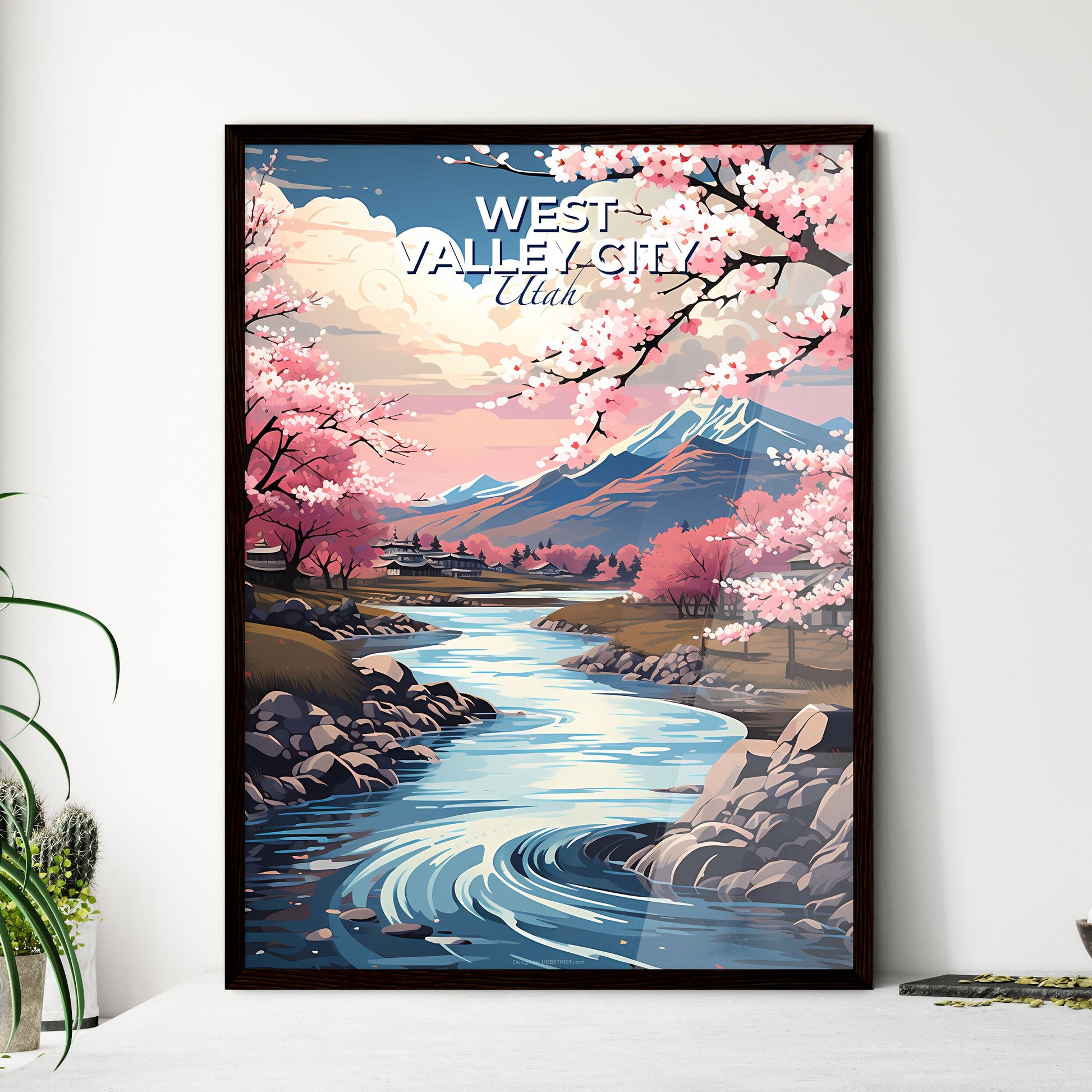 West Valley City, Utah, A Poster of a river running through a valley with pink flowers Default Title