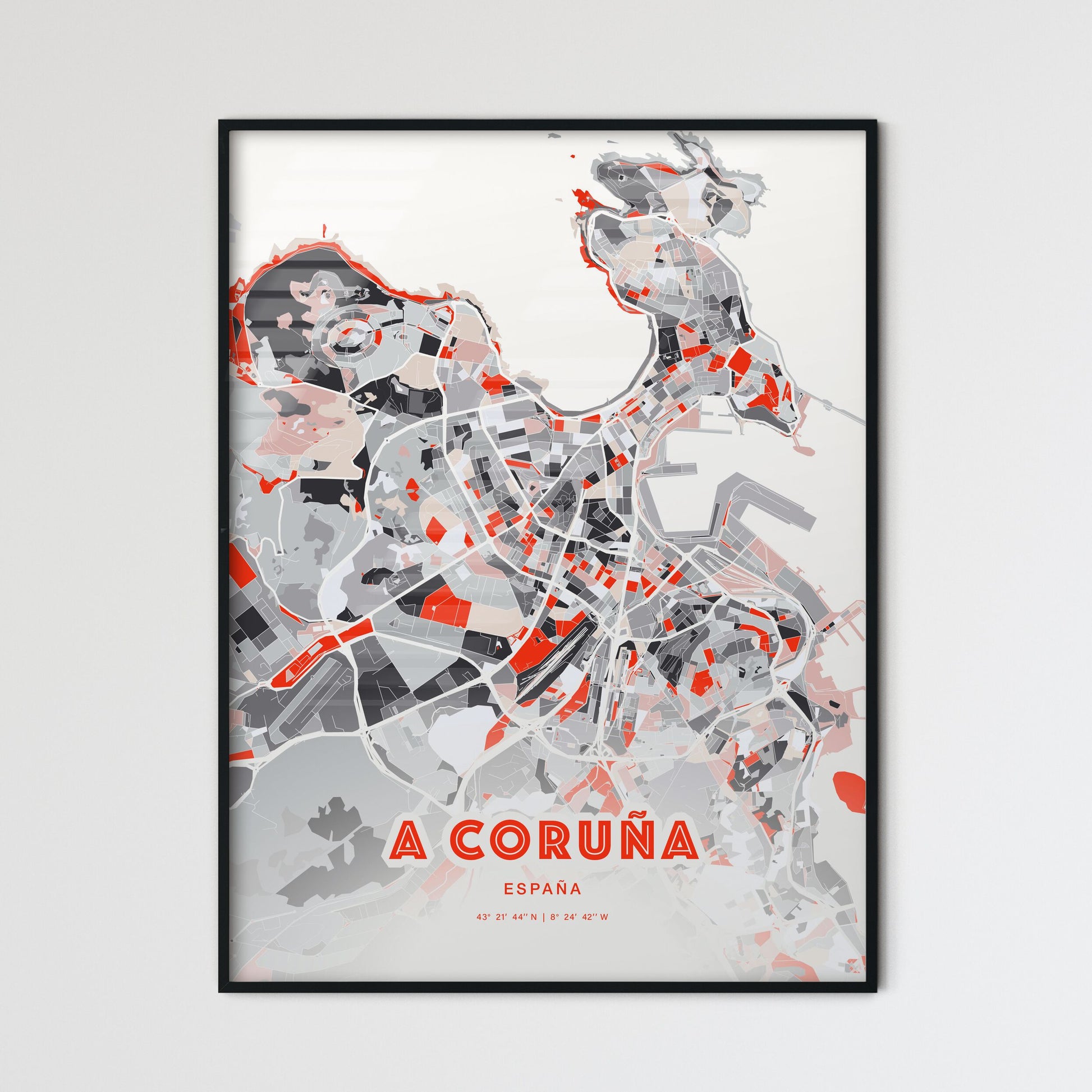 Colorful A Coruña Spain Fine Art Map Modern Expressive