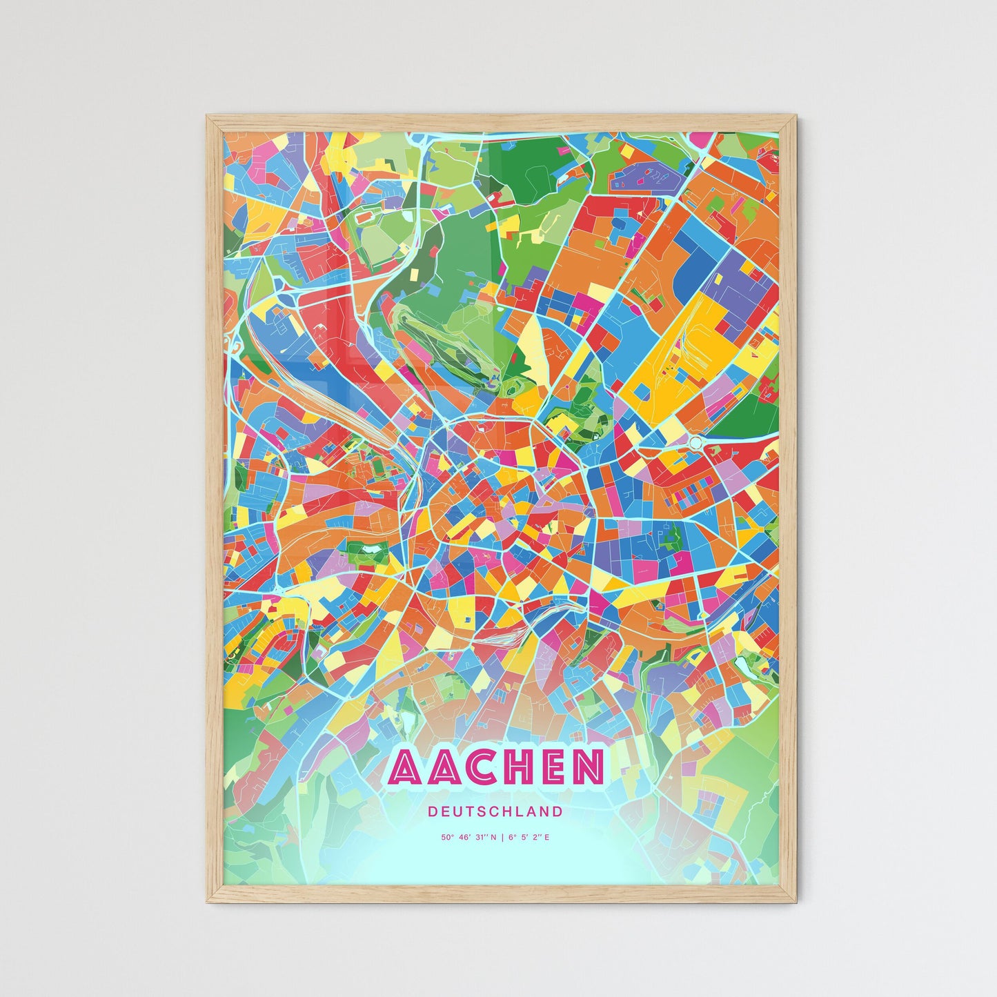 Colorful Aachen Germany Fine Art Map Crazy Colors