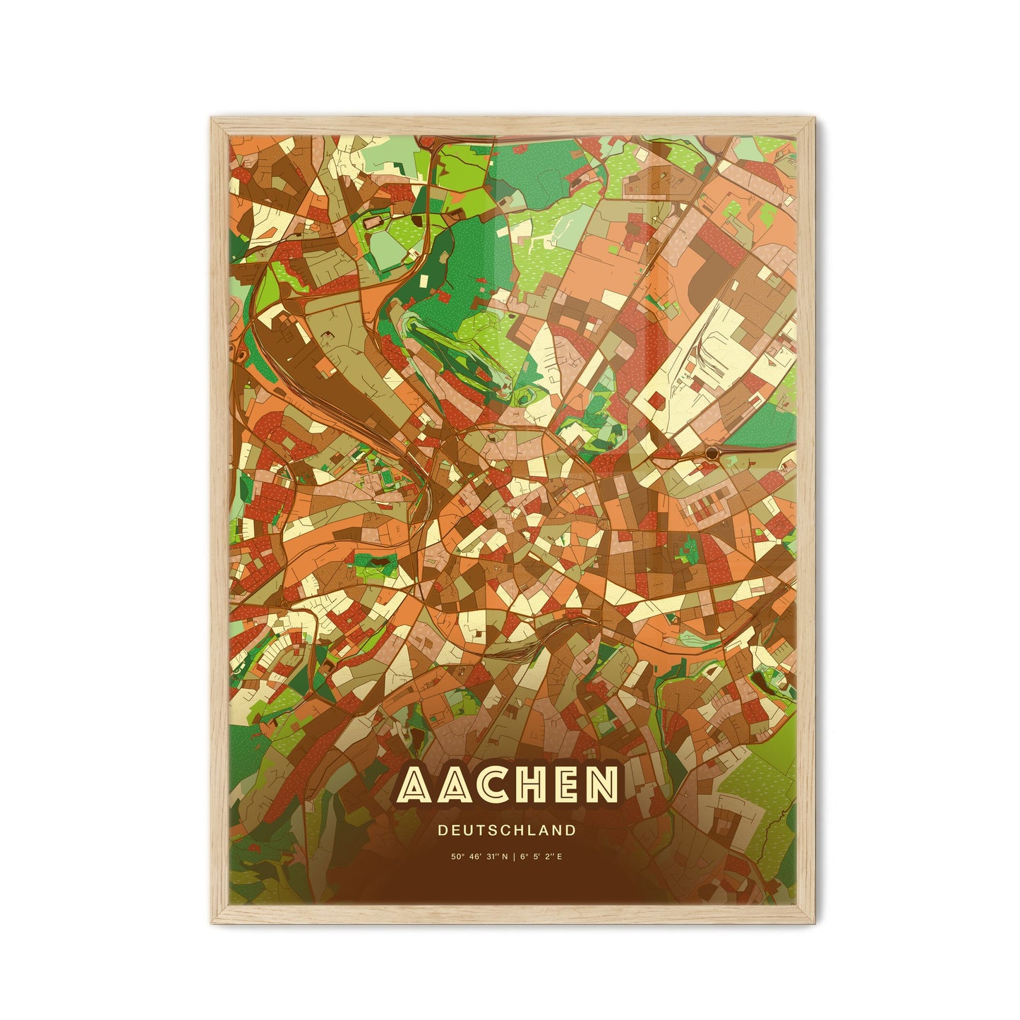 Colorful Aachen Germany Fine Art Map Farmhouse
