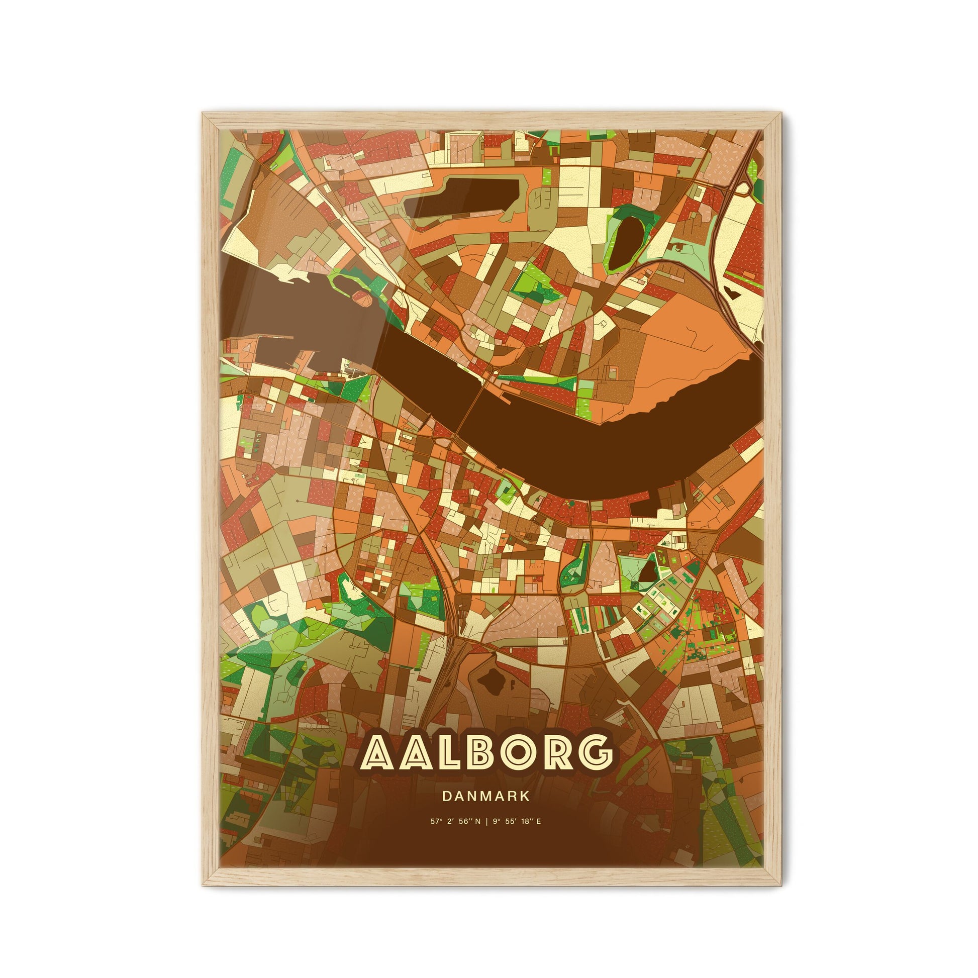 Colorful Aalborg Denmark Fine Art Map Farmhouse